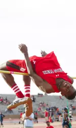 JaCorian Duffield now owns both the indoor and outdoor school records in the high jump.