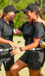 Texas Tech celebrates qualifying for match play.