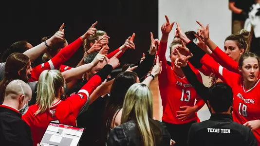 Texas Tech Volleyball huddle