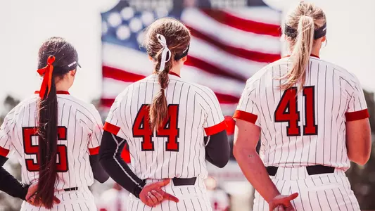 Alanna Barraza, Page Mindedahl and Maddie Westmoreland during national anthem
