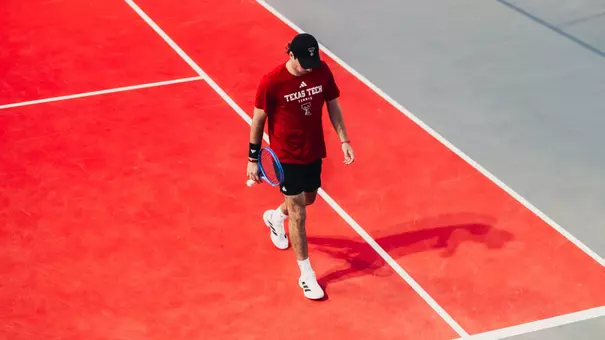 Thiago Guglieri Texas Tech Tennis Red and Black scrimmage on January 8th, 2026 (Photo by Adele Clarke/Texas Tech Athletics)