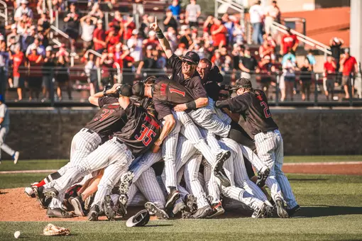 The 2018 Texas Tech Baseball Team, Dog Piles after advancing to the 2018 College World Series.