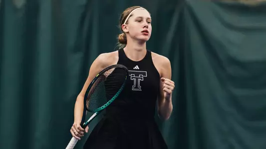 Kseniia Logvin Texas Tech vs. Long Beach St. women's tennis on January 23, 2026 in Lubbock, TX. (Photo by Gavin Daly/Texas Tech Athletics)