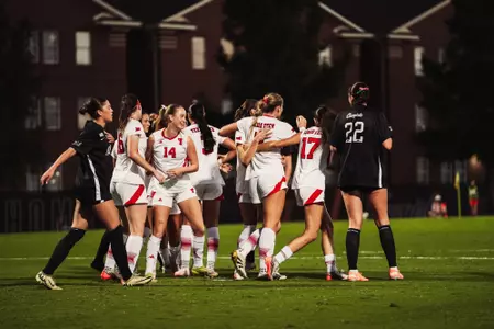 Texas Tech celebrates one its three goals Thursday night against OSU