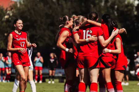 Texas Tech celebrates its lone goal at TCU Sunday