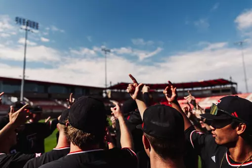 Texas Tech Baseball huddles prior to its Fall Ball scrimmage against Weatherford College