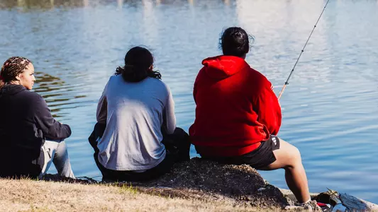 Victoria Valdez and Lagi Quiroga fishing in lake charles, louisiana