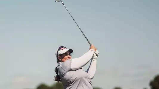 Lauren Zaretsky takes a swing at the Rawls Course in a practice round