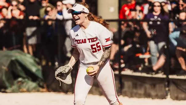 Kaitlyn terry celebrating the last out of the game agians tflorida state