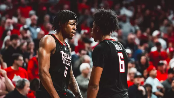 JT Toppin and Leon Horner celebrate together after a basket against No. 1 Arizona.
