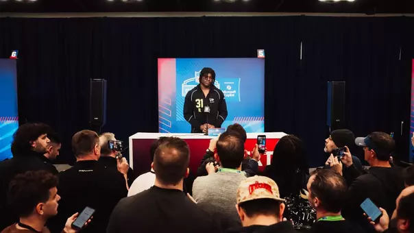 David Bailey address the media at the 2026 NFL Scouting Combine