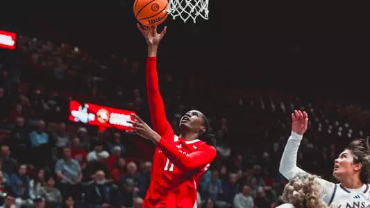 Sarengbe Sanogo making a layup against Kansas.