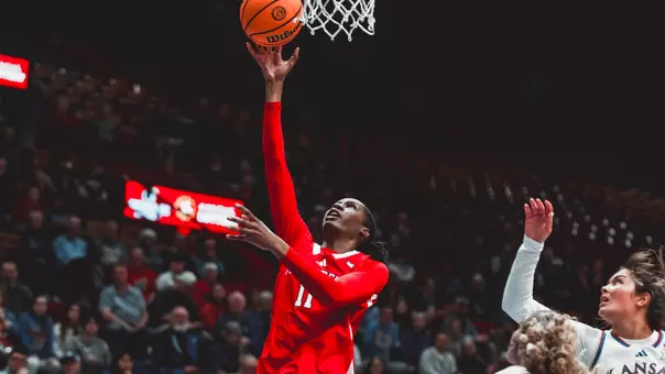 Sarengbe Sanogo making a layup against Kansas.