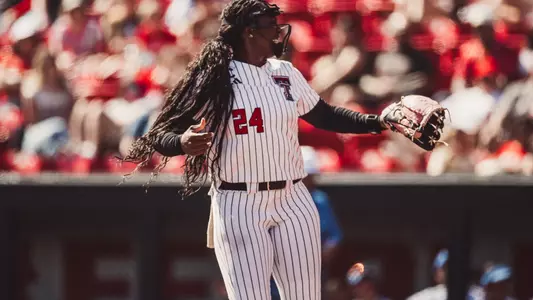 NiJaree Canady celebrating a strikeout against Texas A&M Corpus Christi