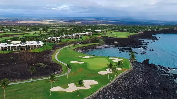 Aerial view of Mauna Lani Resort Golf - Kohala Coast - Hawaii
