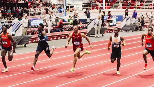 Malachi Snow in the 60m sprint at the 2026 NCAA indoor meet prelims