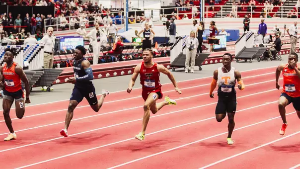 Malachi Snow in the 60m sprint at the 2026 NCAA indoor meet prelims