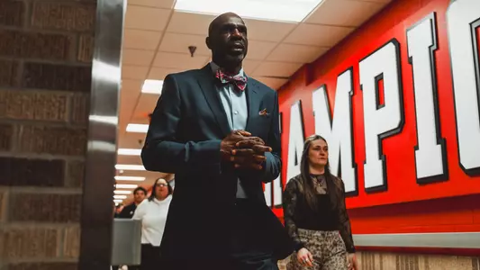 Coach Walters walking out to the court. Texas Tech vs Kansas State WBB on January 17, 2026 in Lubbock, TX. (Photo by Joseph Cabrera/ Texas Tech Athletics)