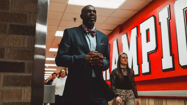 Coach Walters walking out to the court. Texas Tech vs Kansas State WBB on January 17, 2026 in Lubbock, TX. (Photo by Joseph Cabrera/ Texas Tech Athletics)