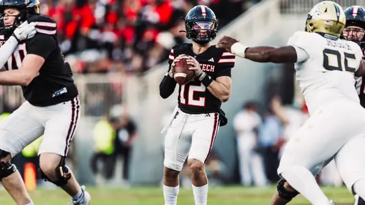 Mitch Griffis stands in the pocket during a second-half passing play in Texas Tech's home victory over UCF.