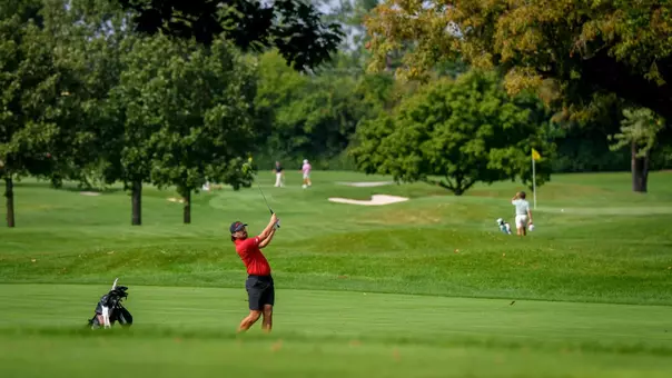 Tim Wiedemeyer hits an approach shot