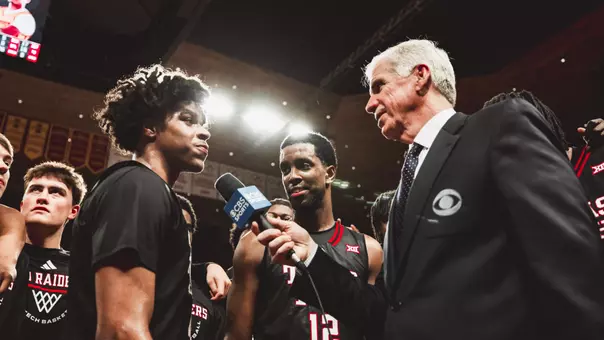 Christian Anderson and Donovan Atwell are interviewed by CBS analyst Jim Spanarkel after a win over Iowa State.