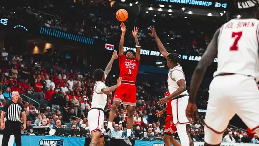 Jaylen Petty puts up a 3-pointer against Alabama in the NCAA Tournament.