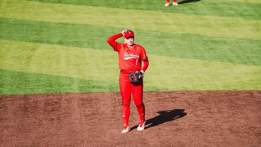 Mia Williams playing second base against Tarleton State