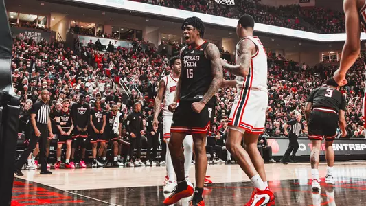 JT Toppin celebrates after scoring a basket in a win over No. 6 Houston.