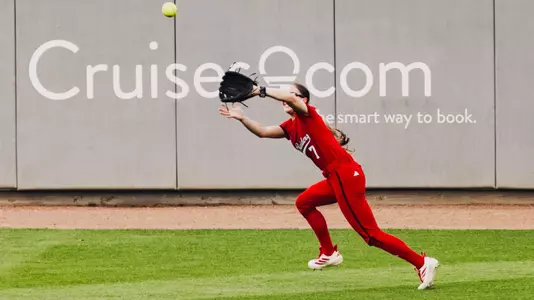 Logan Halleman making a catch in left field agains tHouston in the third game of the series