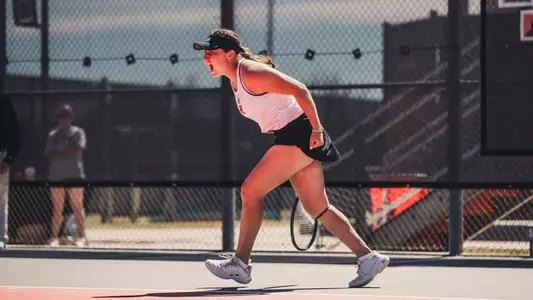 Polina Sleptsova yelling after winning her doubles match.
