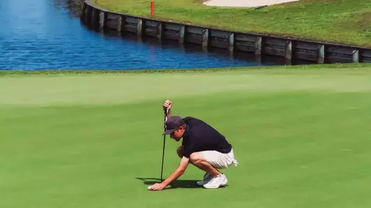 Connor Graham lines up a putt during the second round of the Hayt