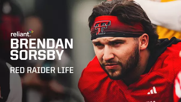 Thumbnail featuring quarterback Brendan Sorsby for the TexasTech+ Red Raider Life series presented by Reliant.