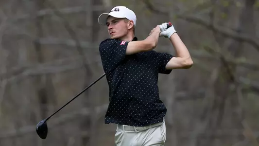 Connor Graham tees off the Mountaineer invitational on Monday