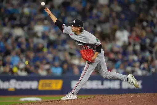 Former Texas Tech RHP Andrew Morris delivers a pitch during his MLB Debut on Sunday, Apr. 12 for the Minnesota Twins