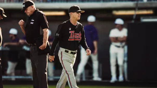 Tim Tadlock walks back to the third base dugout in last year's contest at ACU