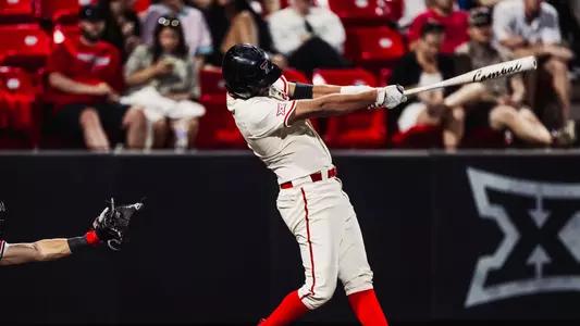 Texas Tech Freshman Linkin Garcia takes a swing during a Wednesday night contest against UIW