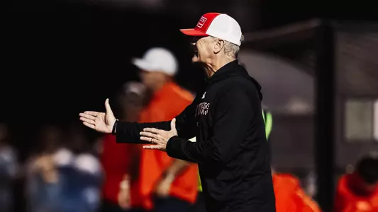 Tom Stone gives instructions from the sidelines during Tech's First Round NCAA Tournament match against UTSA