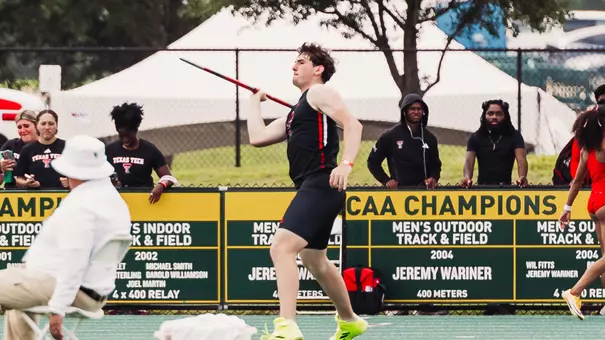 Isaac Woodward throwing the javelin