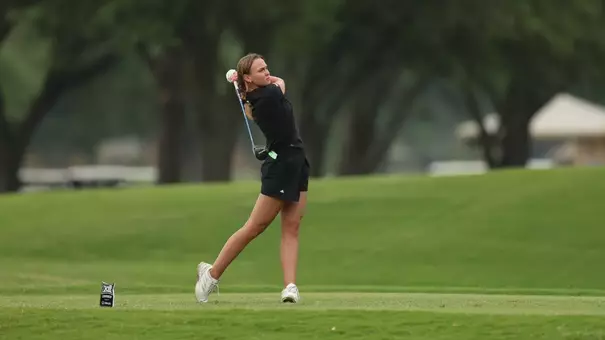 Denisa Vodickova tees off at the Big 12 Championship
