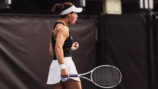 Havana Kadi yelling after winning a point. Texas Tech vs Houston Women's Tennis in the first round of the Big 12 Tournament on April 15th, 2026 in Orlando, FL. Photo by Rane Paulson/Texas Tech Athletics