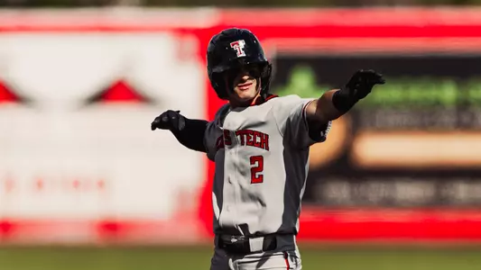 Kyeler Thompson celebrates his fifth inning double Tuesday afternoon at UNM