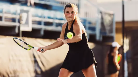 Elena Daskalova about to hit a forehand. Texas Tech vs TCU Women's Tennis in the third round of the Big 12 Tournament on April 17th, 2026 in Orlando, FL. Photo by Rane Paulson/Texas Tech Athletics