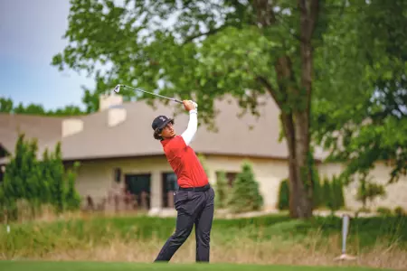 Adam Bresnu teeing off at Big 12 Championship
