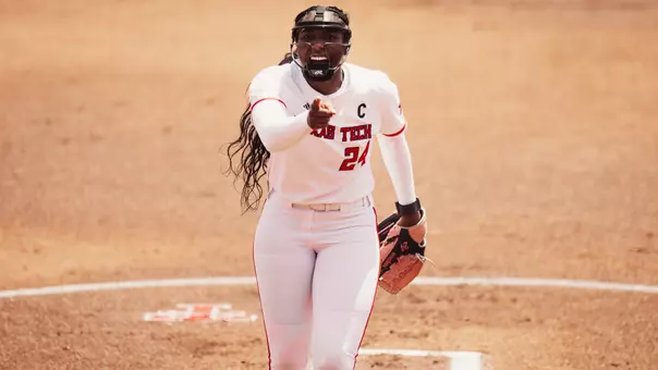 NiJaree Canady celebrating a strikeout with a finger point