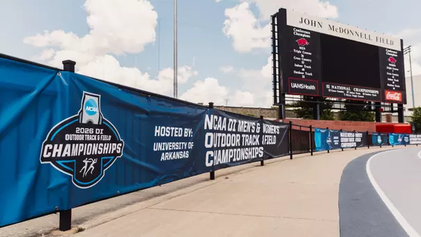 NCAA West First Round Championships banner at John McDonnell Field