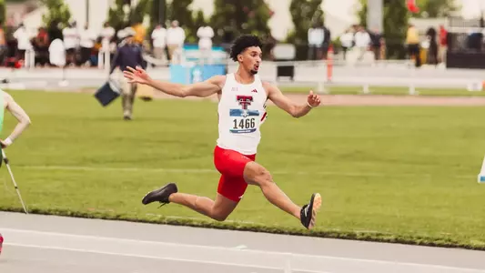 Zaid Latif in the long jump at John McDonnell Field