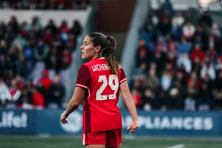 Carly Wickenheiser turns her head during an appearance for the Canadian National Team