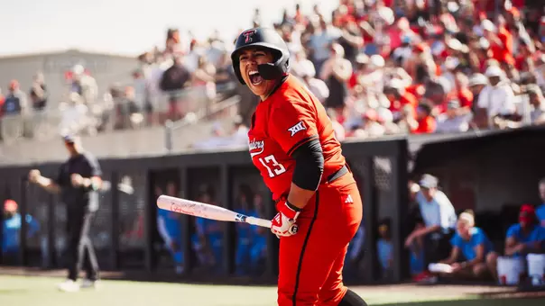 Victoria Valdez celebrates during the Lubbock Regional Softball Tournament.