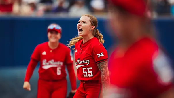 Kaitlyn Terry celebrates after a strikeout in the WCWS.